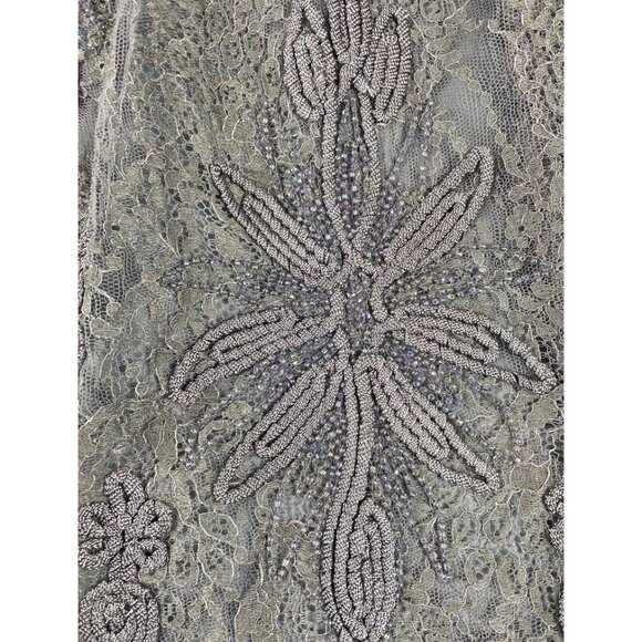 Carmen Marc Valvo Woman 6 Blue Sparkly Fairy Prom Embroidered Lace Beaded Skirt - Picture 12 of 16